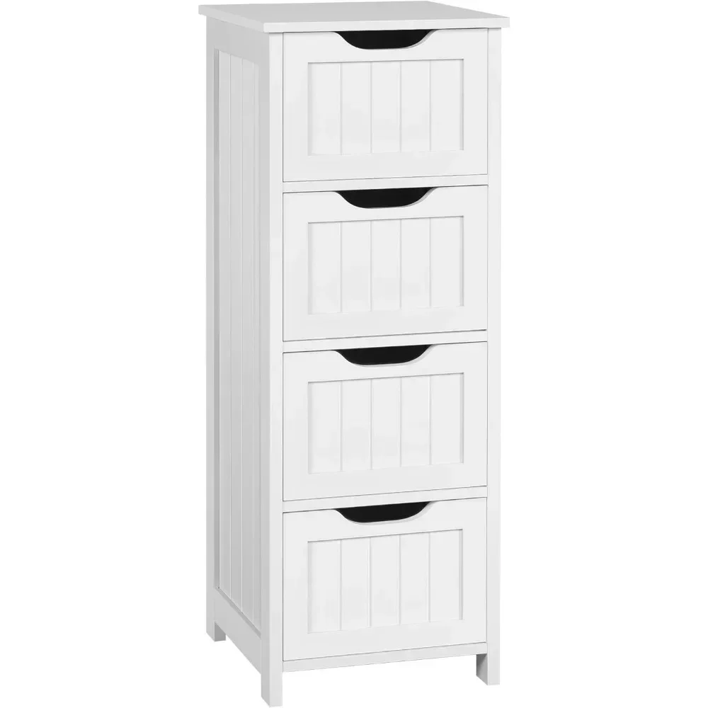 

Bathroom Floor Cabinet, Wooden Side Storage Organizer, 4 Drawers Free-Standing Cabinet for Bathroom/Hallway/Living Room