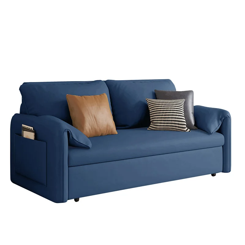 

Sofa bed, leather dual-purpose small apartment, cream wind multi-functional sitting and sleeping, living room with storage