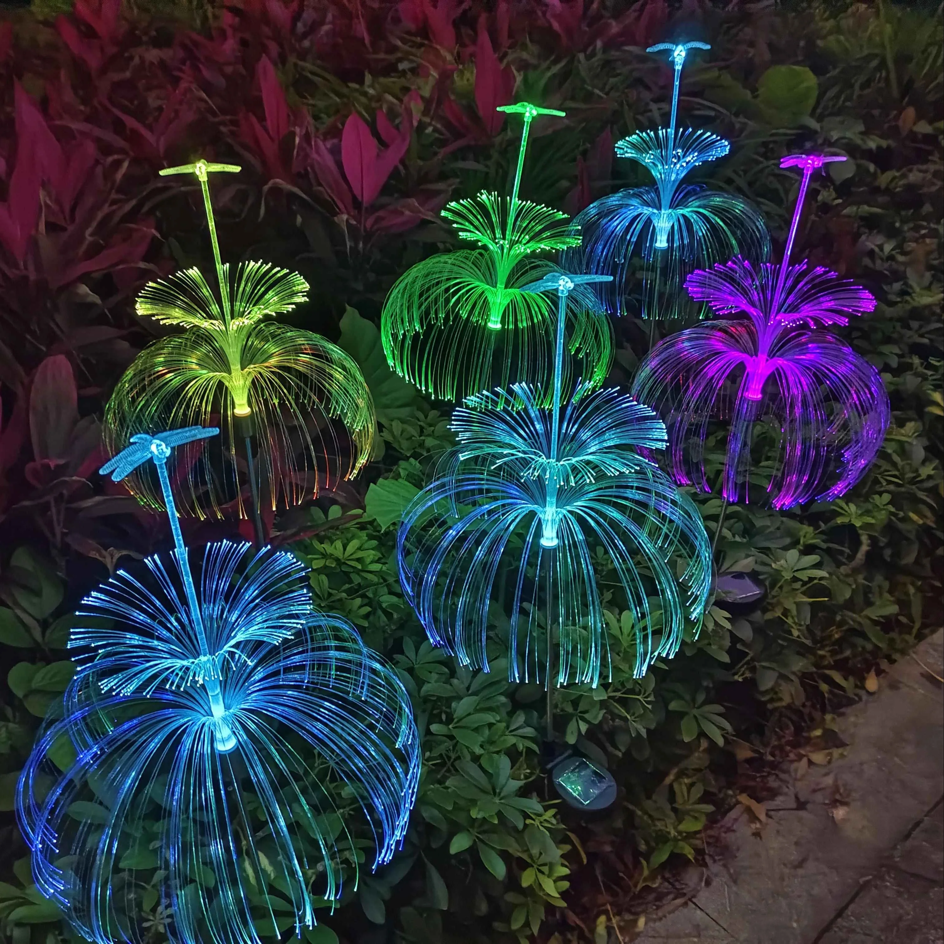 Solar Lamp Dragonfly Double-layer Jellyfish Lamp Colorful Color-changing Led Outdoor Lighting Decorative Landscape Lamp Solar Garden Lamp Lawn Lamp