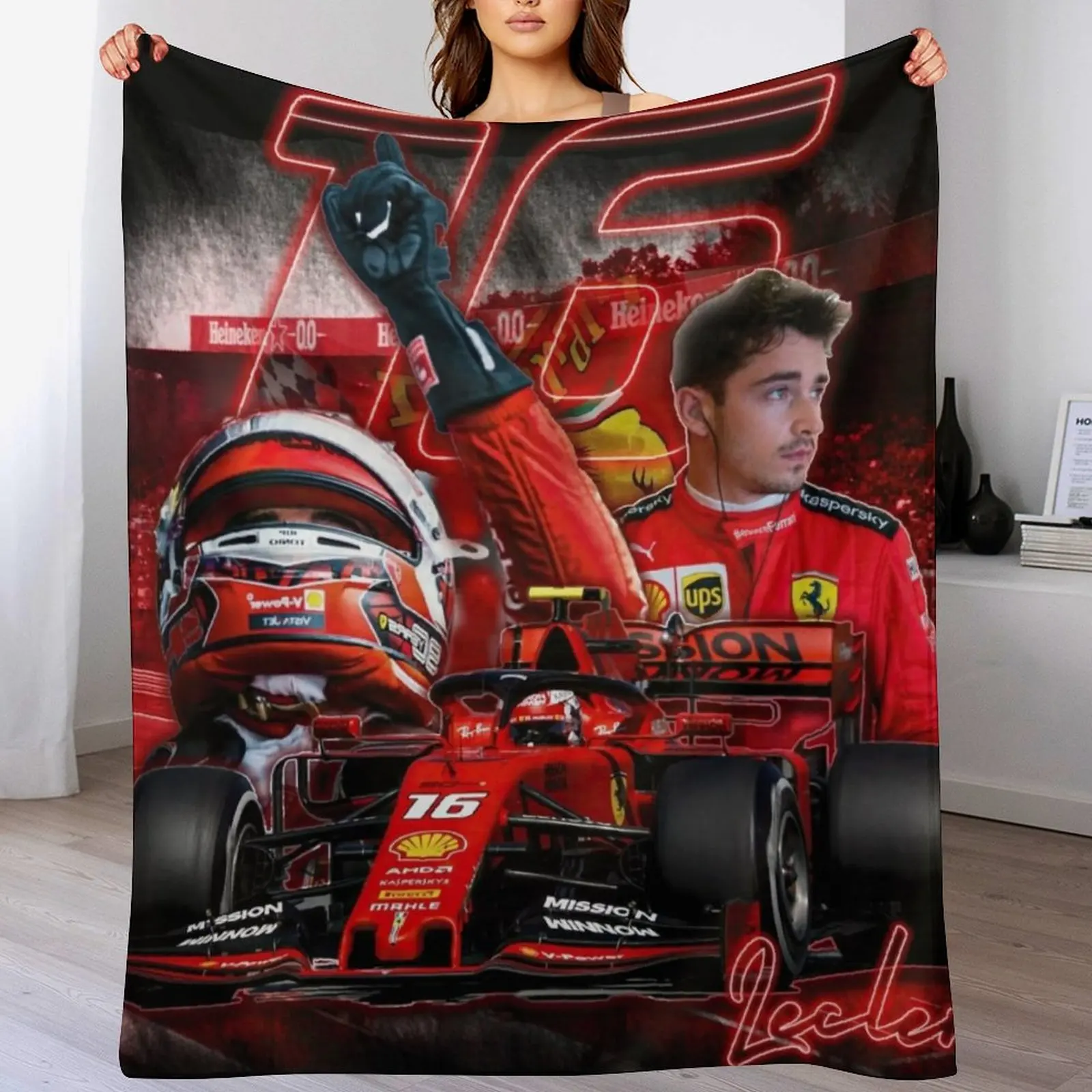 charles leclerc fan art Throw Blanket warm for winter Furry Blankets