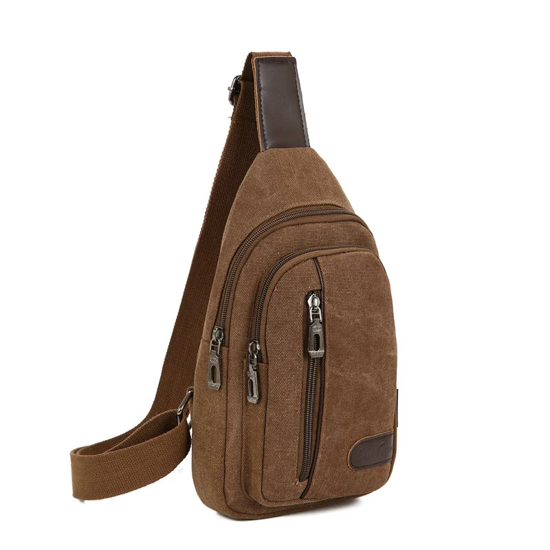 

Vintage Canvas Men's Chest Bag Casual Sports Crossbody Male Shoulder Multifunction Man Sling