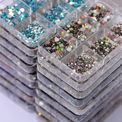 SS4-SS16 6 Grids/Box Colorful Nail Rhinestones 3D Flatback Mixed Size Nails Accessories for Nail Art Manicures DIY Decoration