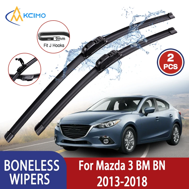 

Kcimo для Mazda 3 BM BN 2013-2018 автомобильный дворник U-типа мягкий резиновый бескостный дворник HD тихий прочный автомобильный дворник 24 "+ 18"