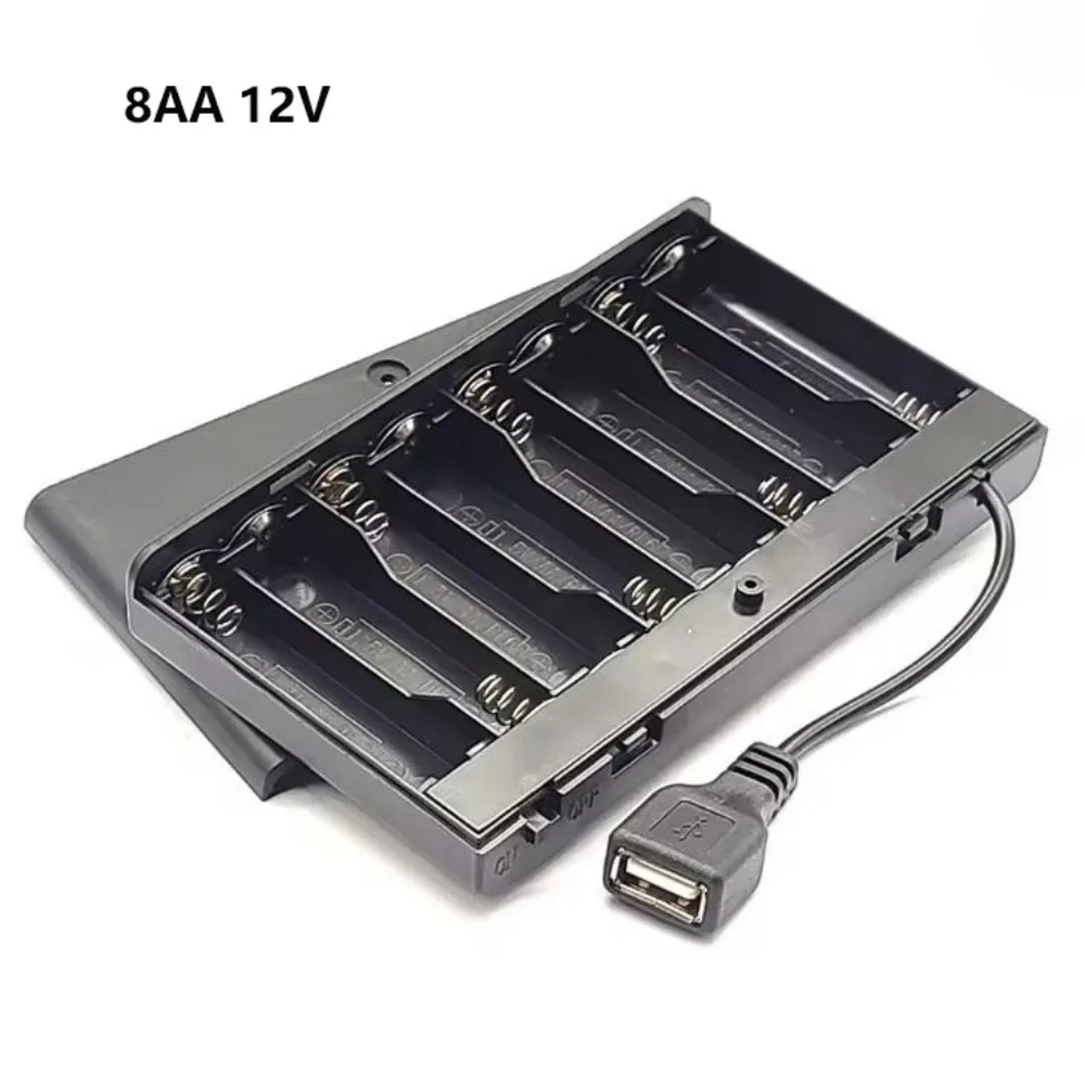 New With Cover AA Battery Holder With Switch With USB Power AA Battery Box AA Battery Case USB Power Port DIY 2/3/4/6/8 Slot