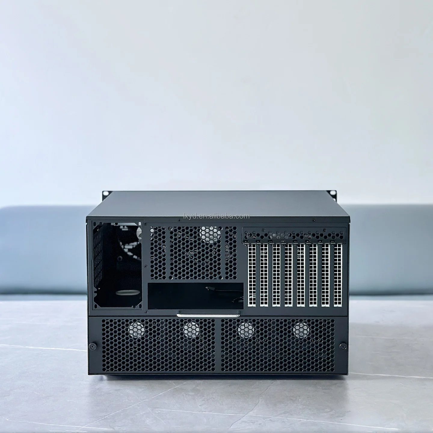 12-Bay 6U Rackmount NAS Case for Home Lab, EATX Motherboard Support, 8  PCIe Slots, ATX PSU, AIO & 360mm Liquid Cooling Ready - view 4
