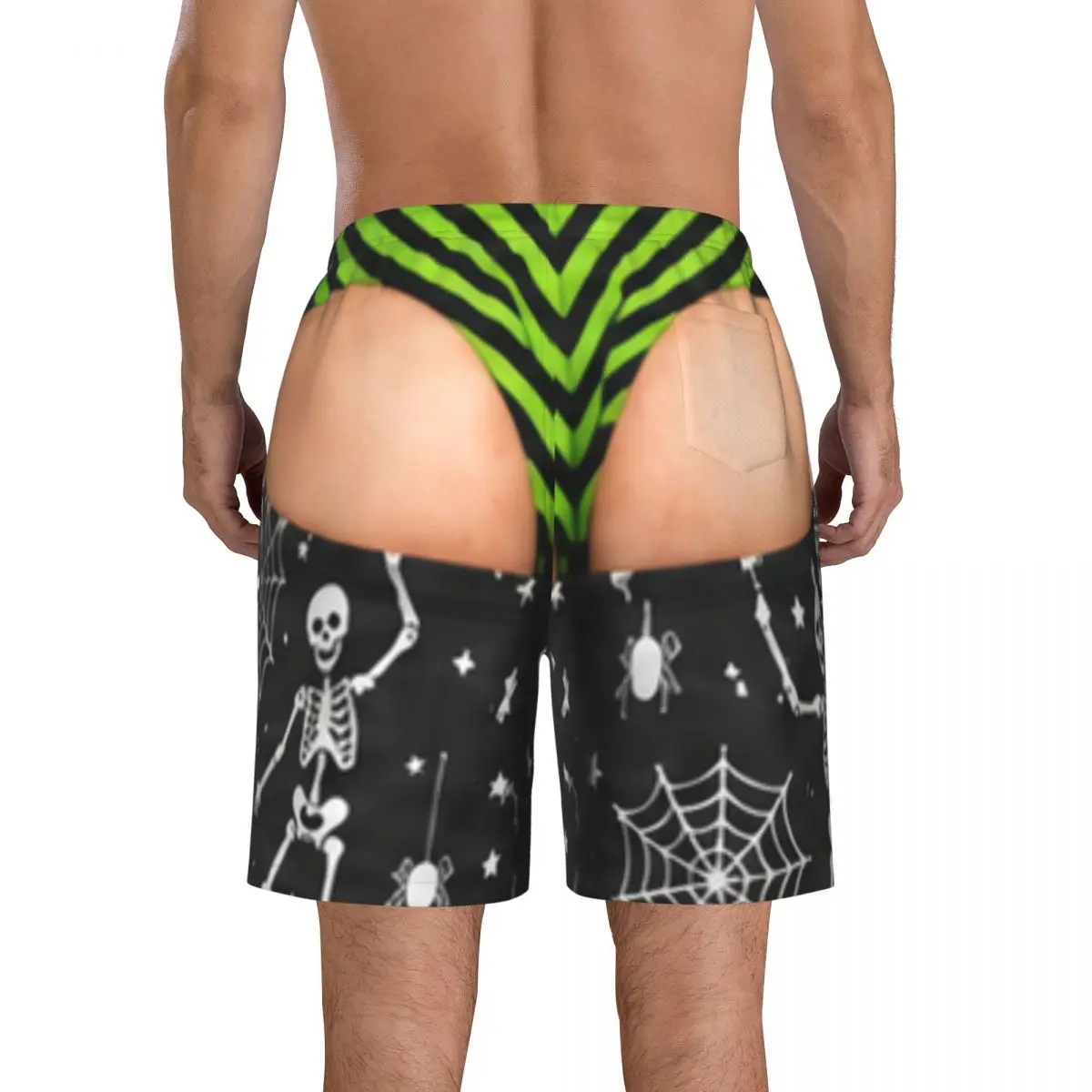 Funny Sexy Halloween Spider Web Spooky Gothic Men's Swim Trunks Quick Dry Bathing Suit Board Shorts Mesh Lining Beach Swimwear