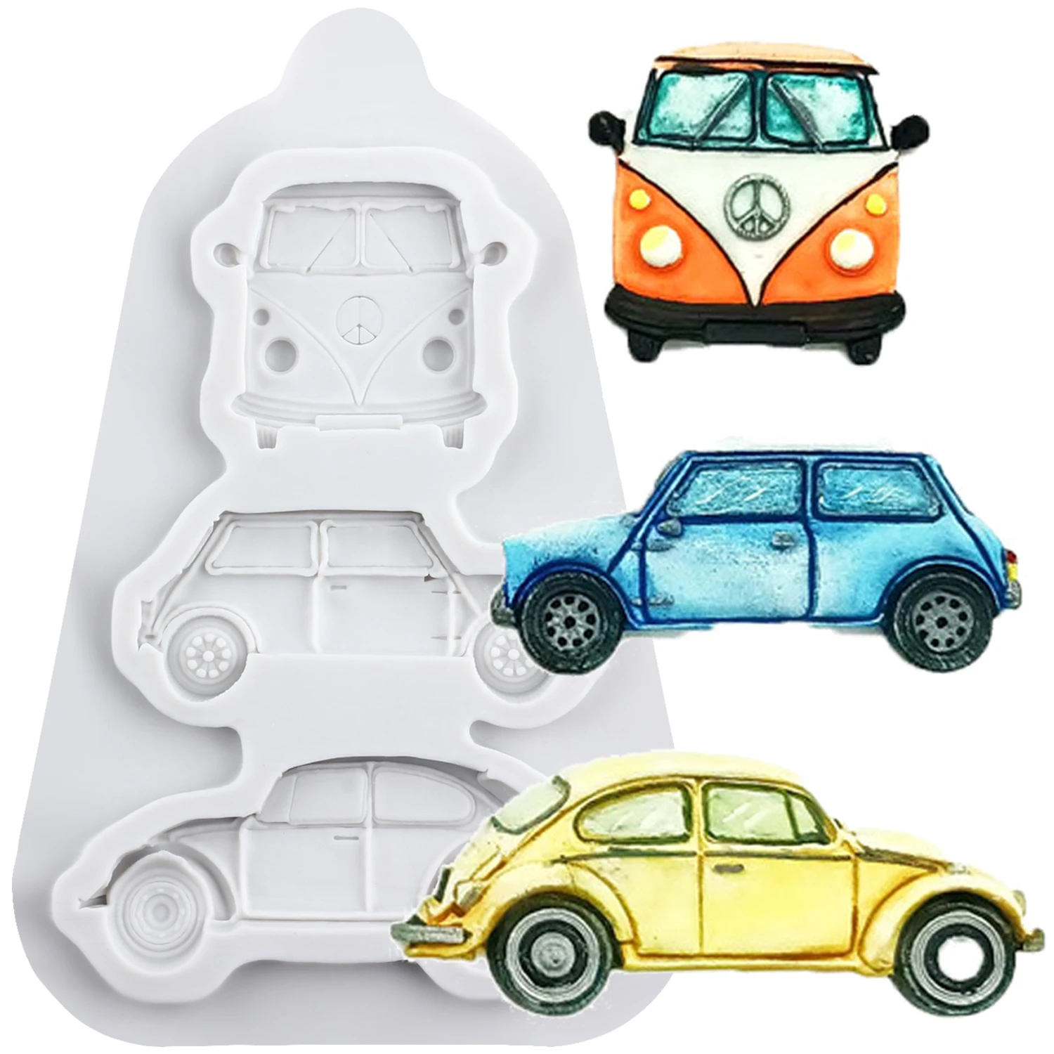 Private Car Silicone Molds Public Bus Fondant Cake Decorating Tools Cupcake Top…