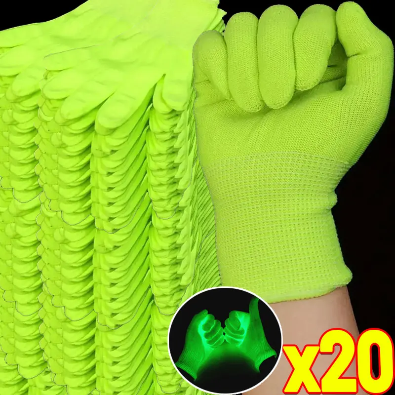 1/10airs Fluorescent Gloves Luminous Magic Party UV Bar Atmosphere Props Women Men Vocal Concert Glow in The Dark Neon Mittens