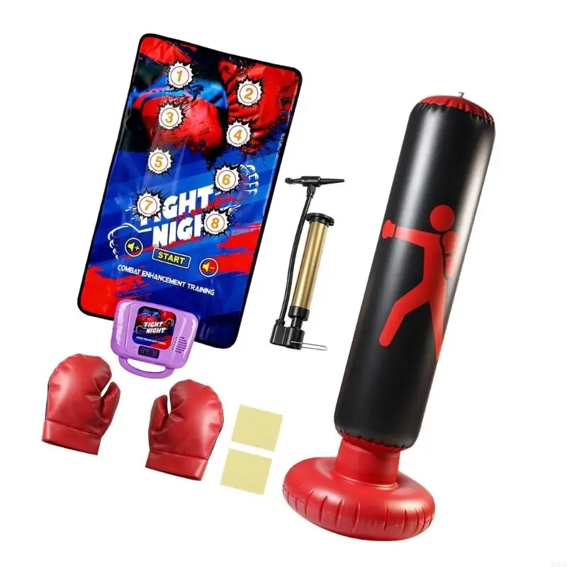 Kinder-Boxset mit elektronischem Pad, aufblasbarem Standsack, Handschuhen und Handpumpe für aktives Spielen Innenbereich und – Detail 9