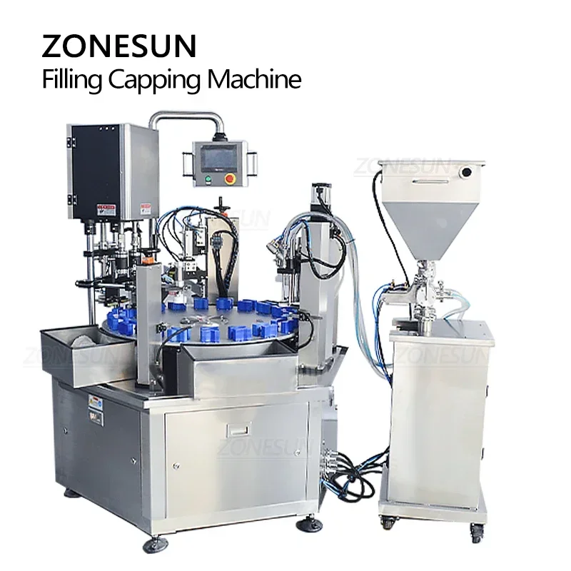 ZONESUN Машина для наполнения и укупорки Автоматическая паста Кремовая бутылка Наполнитель Эмульсия Маска для лица Машины для производства косметики
