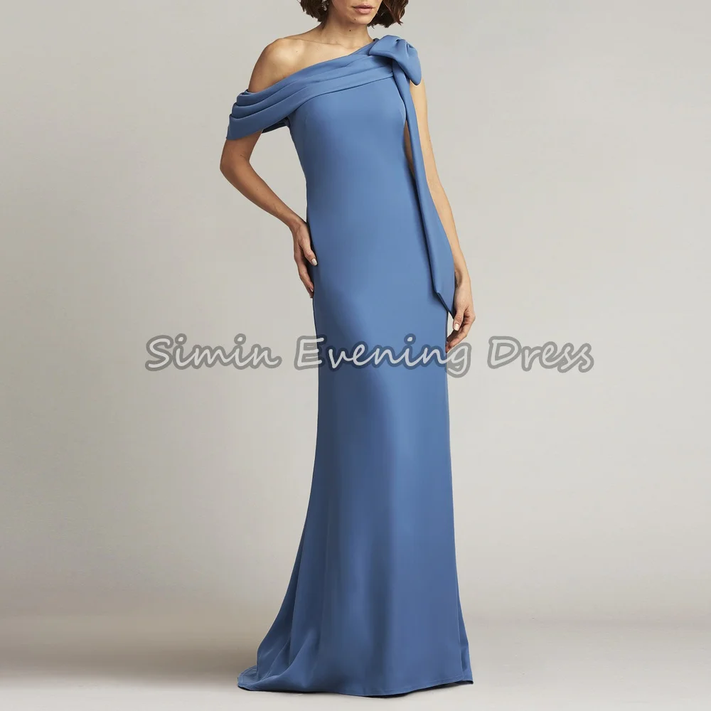 

Simin Crepe Mermaid One-shoulder Neckline Floor Length Simple Saudi Pleats Evening Party Dresses For Women 2025 With Sleeveless