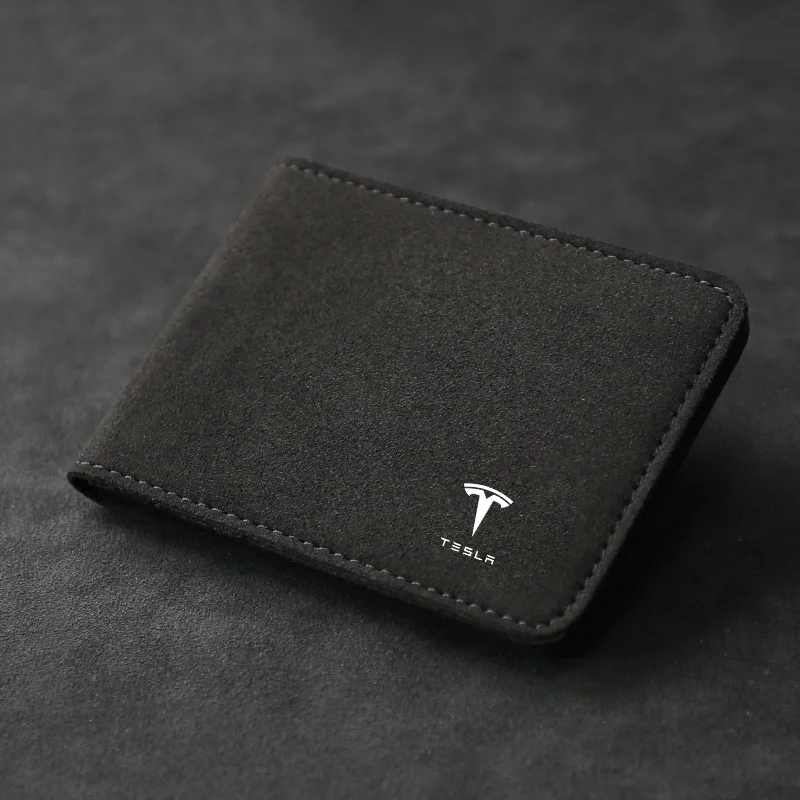 Car Driver License Suede Bag Auto Driving Documents Wallet For Tesla Model 3 Model S Model X Model Y Roadster SpaceX Accessories