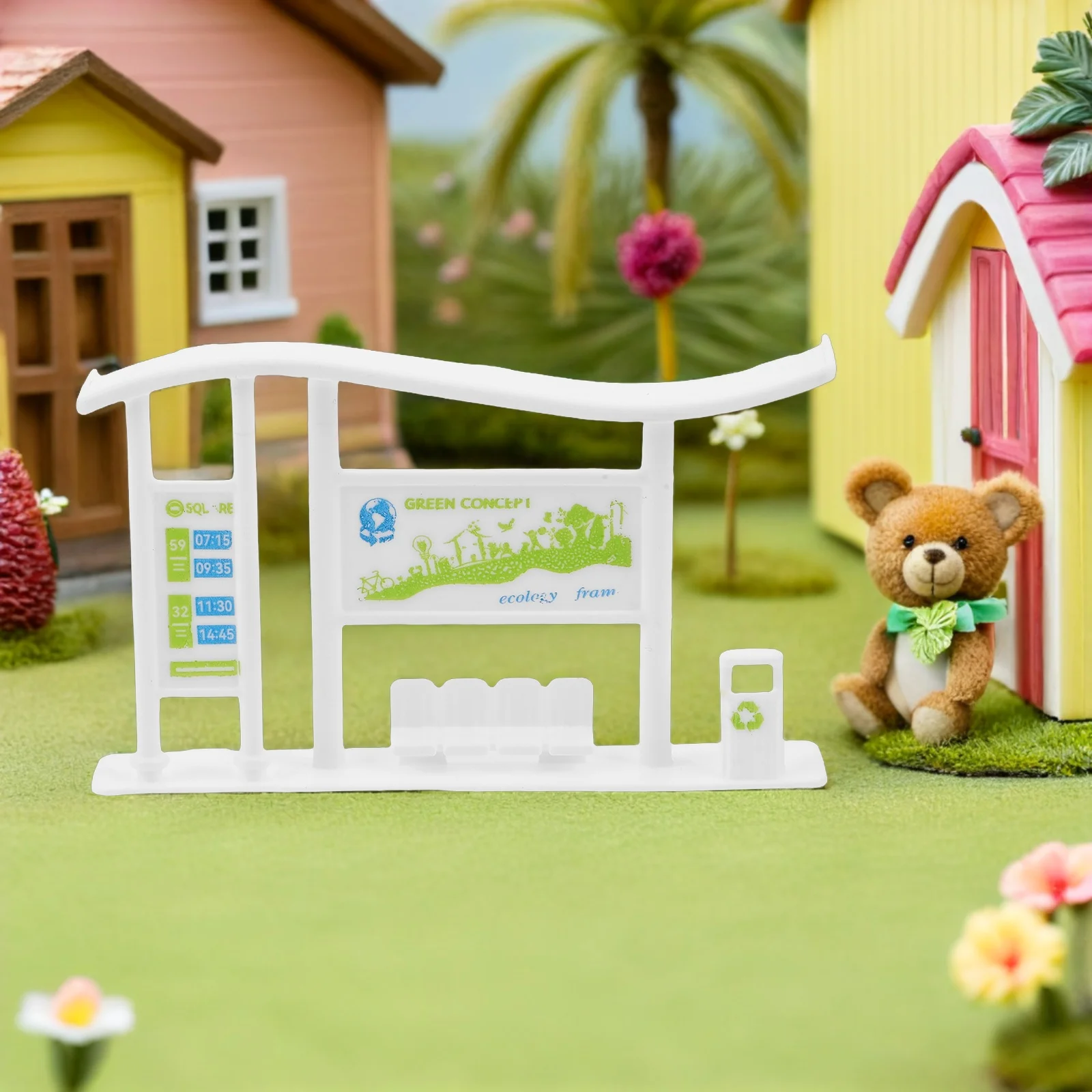 

20Pcs Miniature Bus Station Props for Railway Station and Dollhouse Layouts Enhancing Authenticity Miniature Bus Stop Props