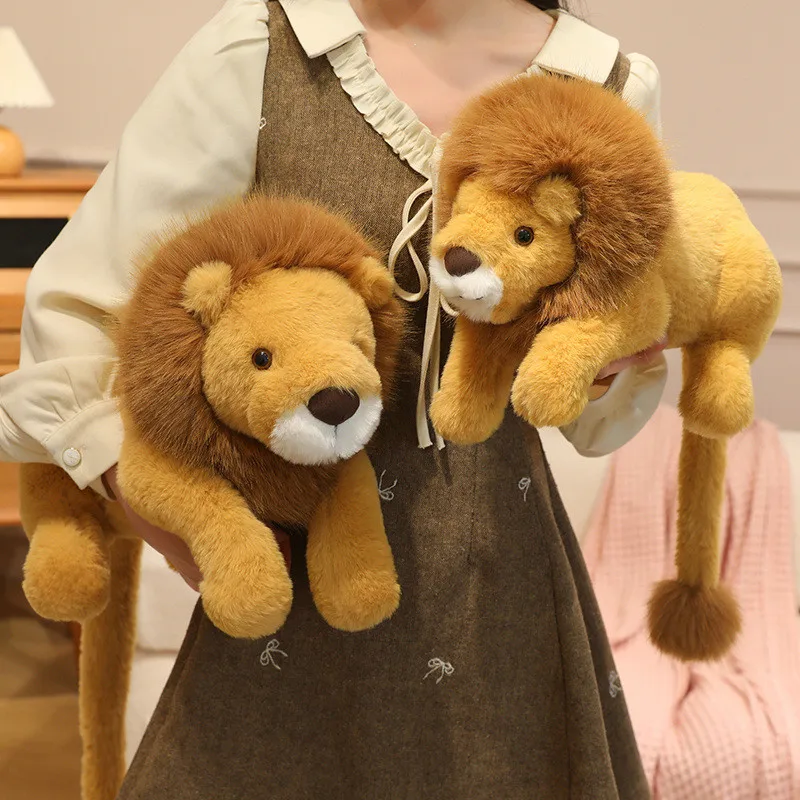 Lying Lion Plush Toy Soft Brown Mane Short Plush Stuffed PP Cotton Gift Kids  Bedroom Home Decor Available 35cm 45cm 55cm 70cm