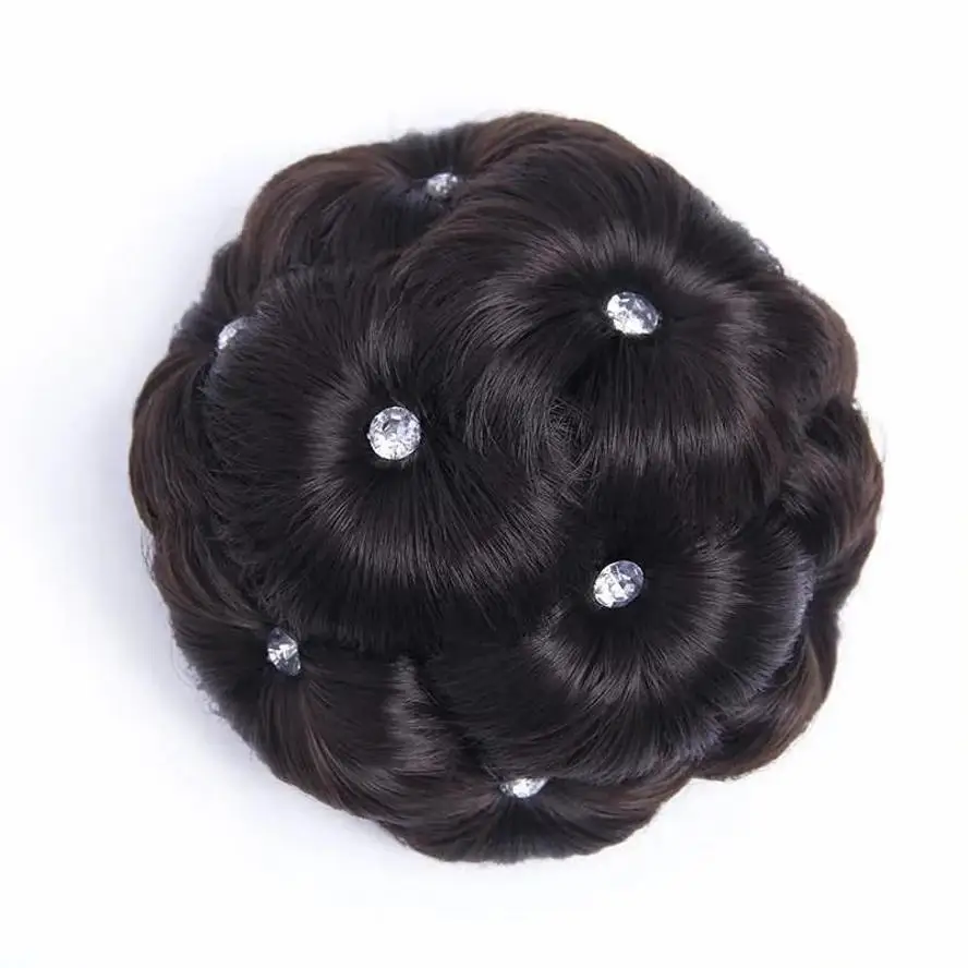 New 1 Pcs Fashion Round Hair Bun Curly Hairs Bride Rhinestone Headwear Personalized Styling Tools For Women Gifts Accessories