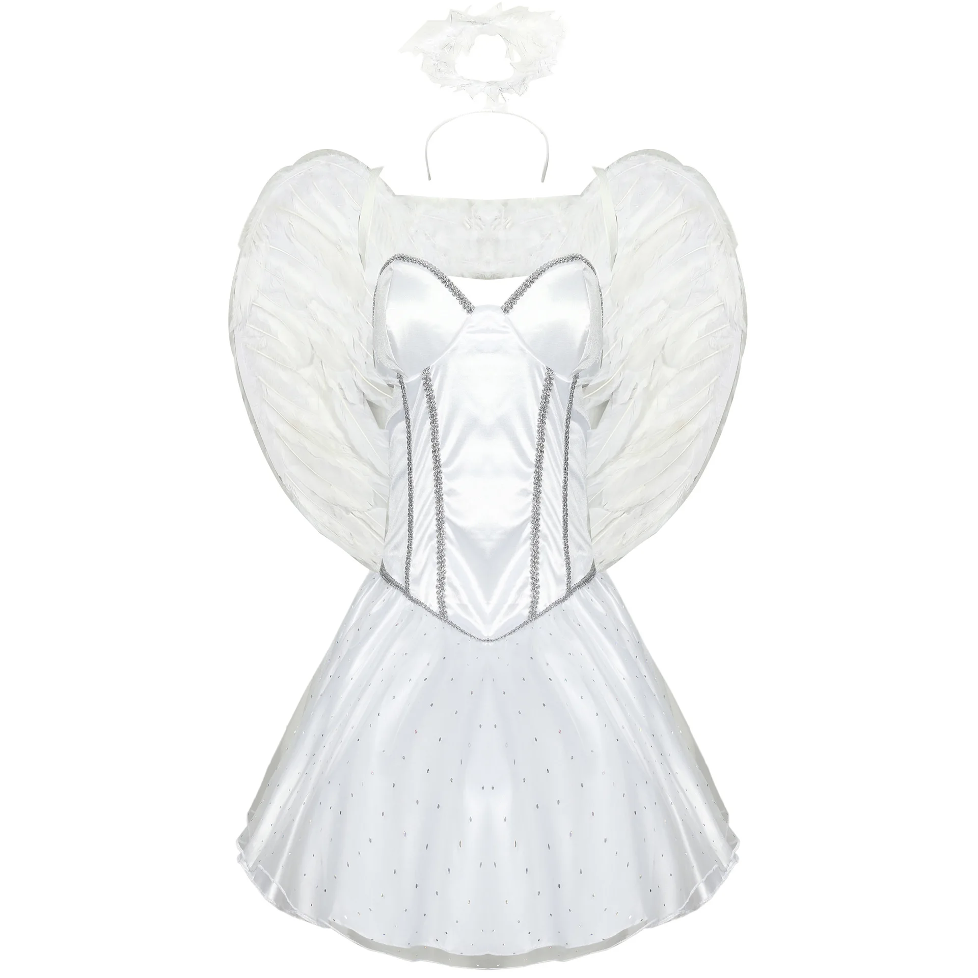 Déguisement Ange Sexy Blanc Femme avec Ailes – photo 5