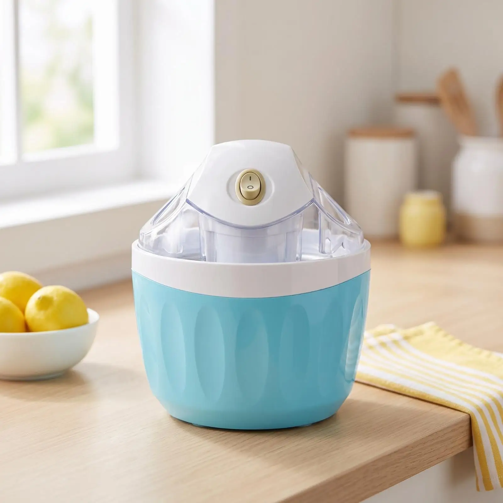 Children Ice Cream Maker Machine Small Home Dessert Maker with Visible Lid Easy Touch Switch Frozen Yogurt Sorbet Maker for