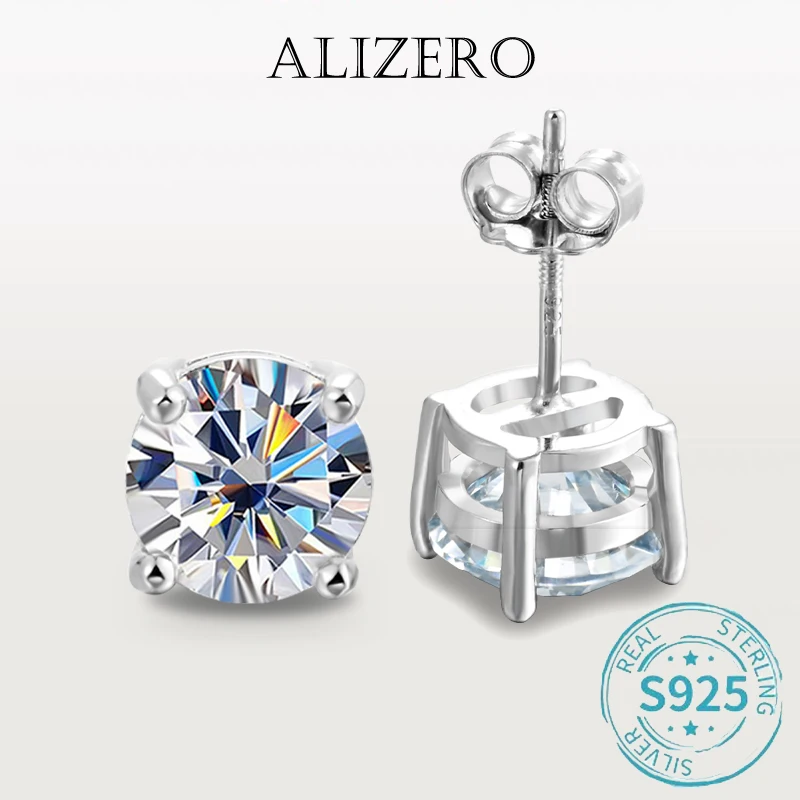 

ALIZERO 1 Carat D VVS1 Moissanite Stud Earring 925 Sterling Silver 18K White Gold Screw Ear Studs Earring For Women Fine Jewelry