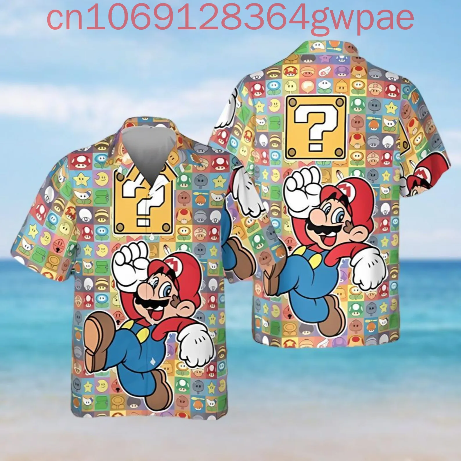 Super Mario 3DHawaiian Shirt Men's Women's Children Short Sleeve Shirt Summer Casual Vacation Beach Shirt Fashion Streetwear