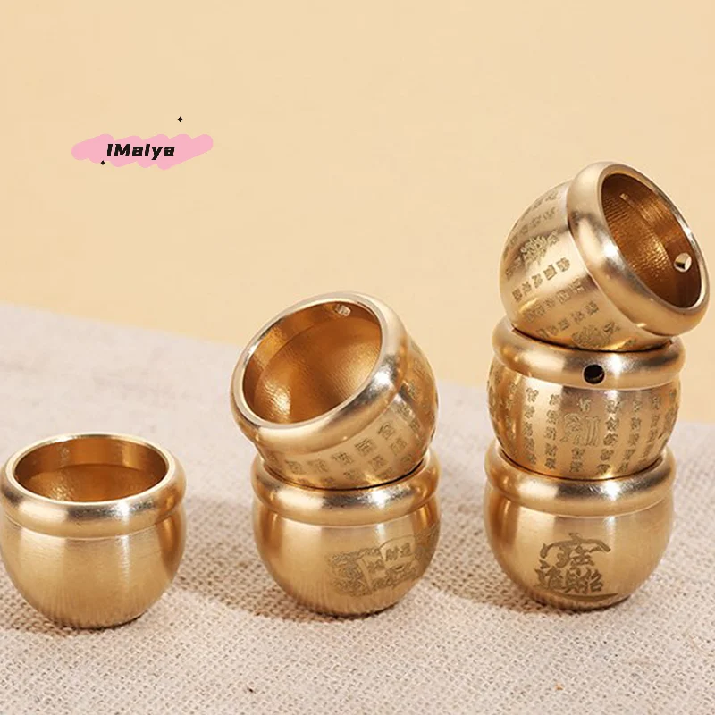 M-Feng Shui Lucky Fortune Wealth Brass Cornucopia Baifu Rice Cylinder Desktop Ashtray Study Small Ornament Gift Home Decoration
