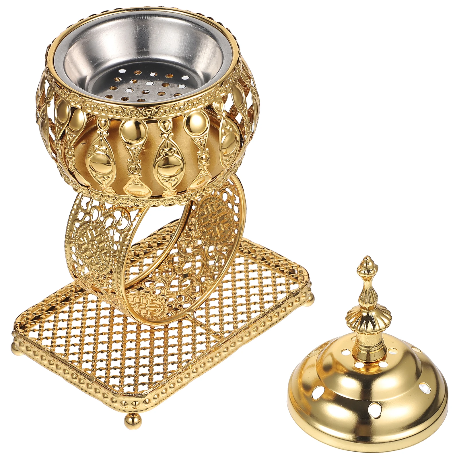 

Incense Burner Metal Censer Cone Holder Holiday Home Decor Charcoal Stove Office Aromatherapy Middle East Design Study Bedroom