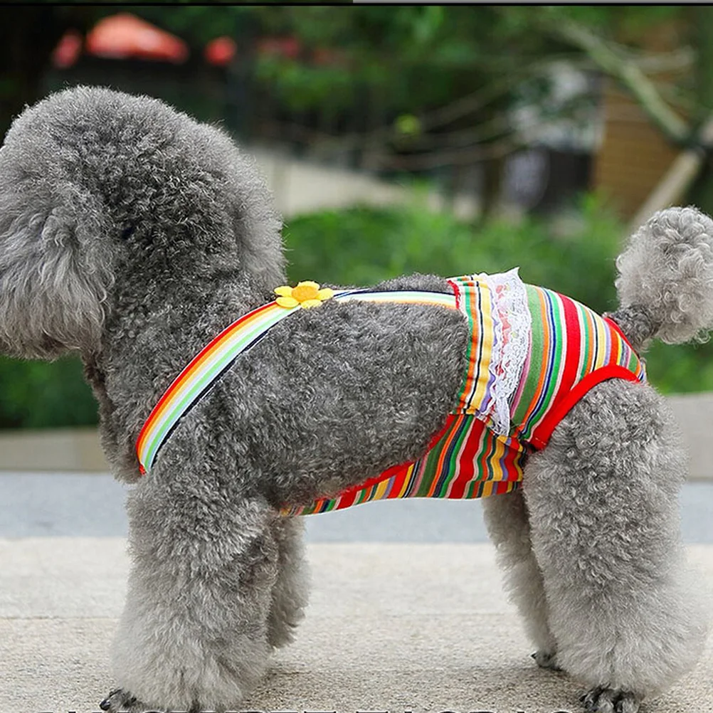 

Female Dog Suspender Sanitary Pants Diaper with Colorful Strips - Size M (Random Color)