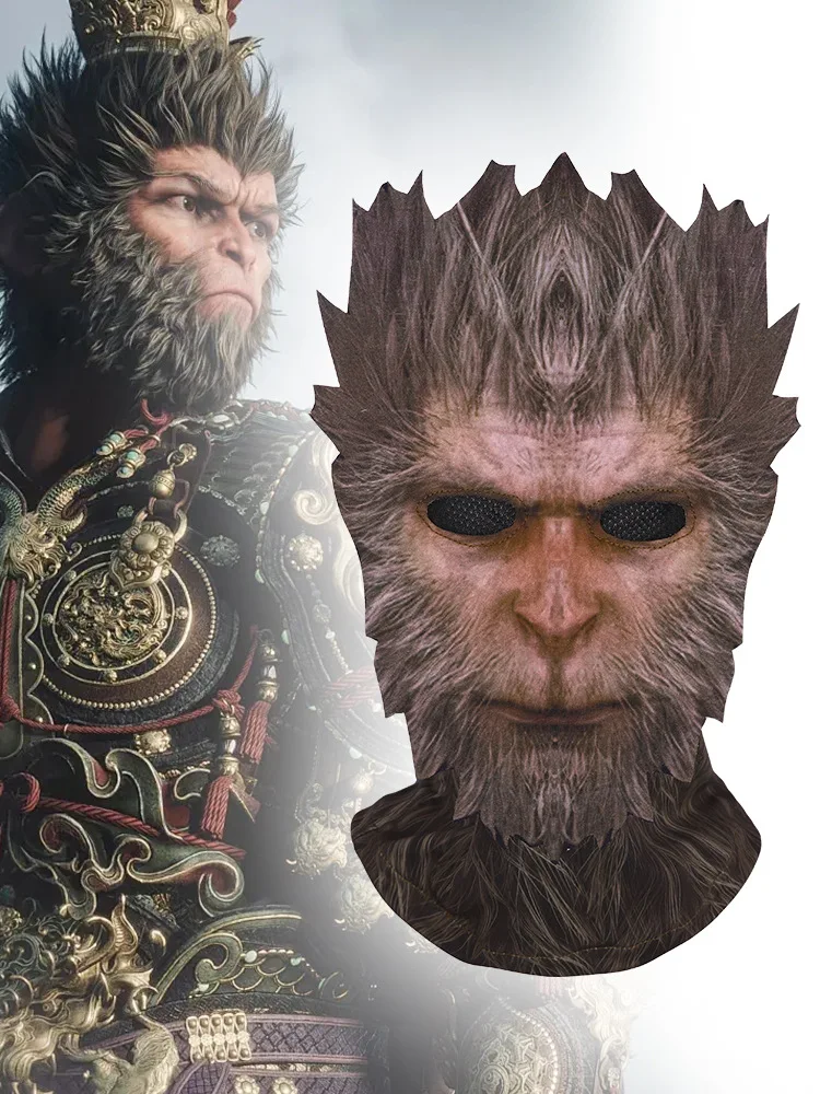 Black Mythology Wukong Same Mask Funny Monkey Head Cover Airgun Tactical Hunting Full Face Mask Halloween Cos Props