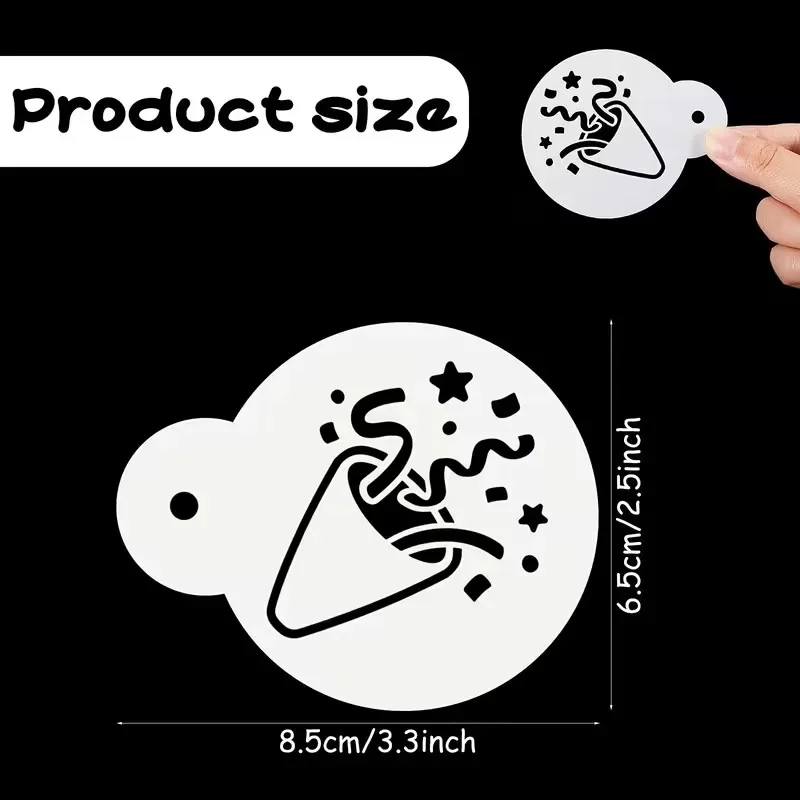 20Pcs Birthday Cake Coffee Stencils Reusable PET Latte Art Templates for Cupcake Cookie Dessert Baking Decor DIY Party Supplies