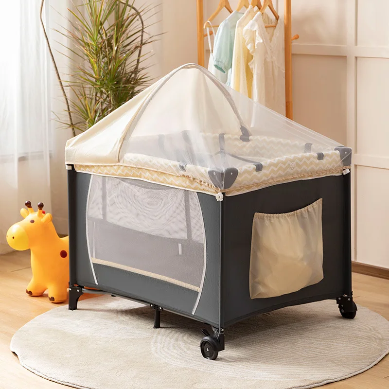 Movable portable crib, foldable multi-function crib