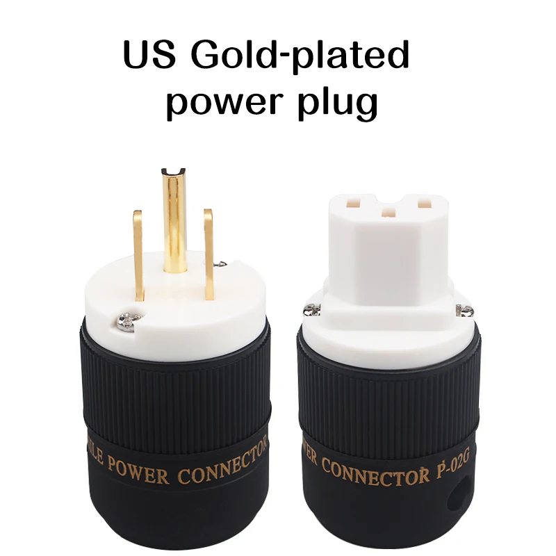 hifi P-04G Gold-plated/Red Copper HIFI AC Audio US Power Plug Amplifier Decoder Plug Power Cable Accessories