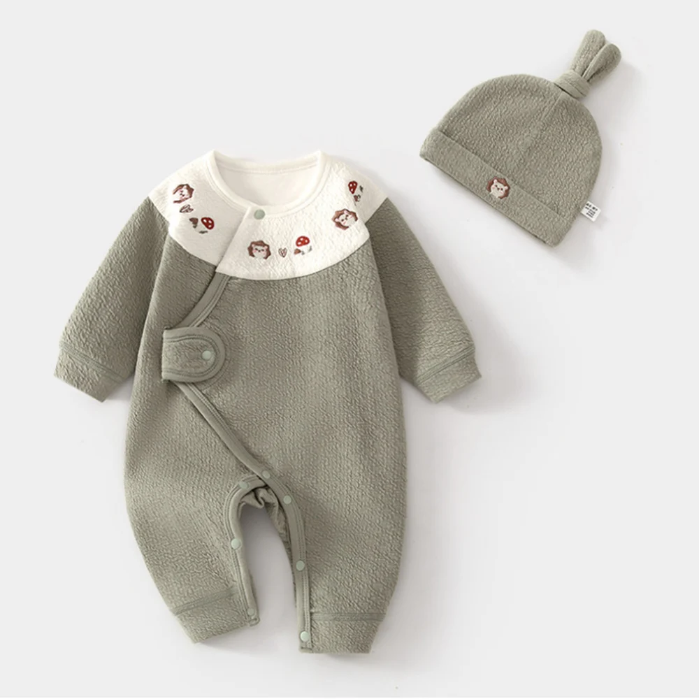 Newborn Clothing Cotton Long Sleeve Baby Romper For Boys Girls Spring New Arrival Hospital Unisex Baby Jumpsuit With Hat 0-6M