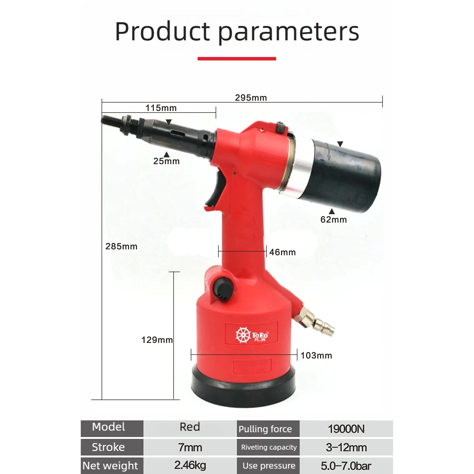 Rosso M3-M12 Rivnut Rivettatura Pneumatica Rivetto Dado Pistola Kit Pneumatico Idraulico Automatico Rivettatrice Strumento Corsa Regolabile Industriale