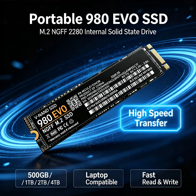 980 EVO M.2 2280 NGFF PCIe 3.0 SSD Up to Internal Solid State Drive 500GB-4TB For Laptop Desktop Gaming PC Storage