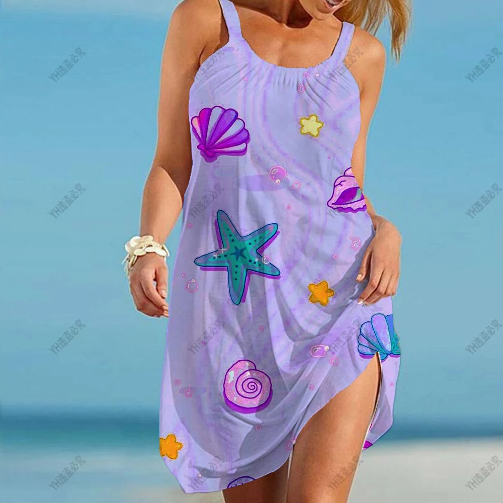 Vestido estampado de verano 2024 para mujer, minivestido Sexy de manga corta con tirantes, cuello redondo, corte en A, estampado Floral, vestidos de playa de leopardo