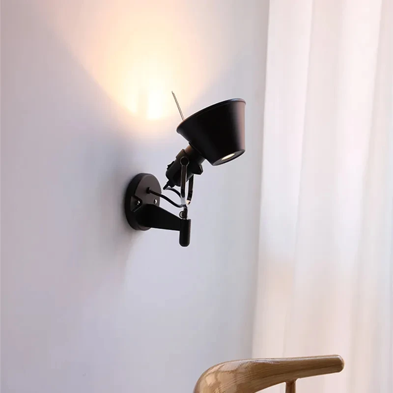 Imagem -03 - Micro Swing Arm Wall Light Preto Prata Rotativo Apto para Escritório Sala de Estar Cama Mesa Lateral E27