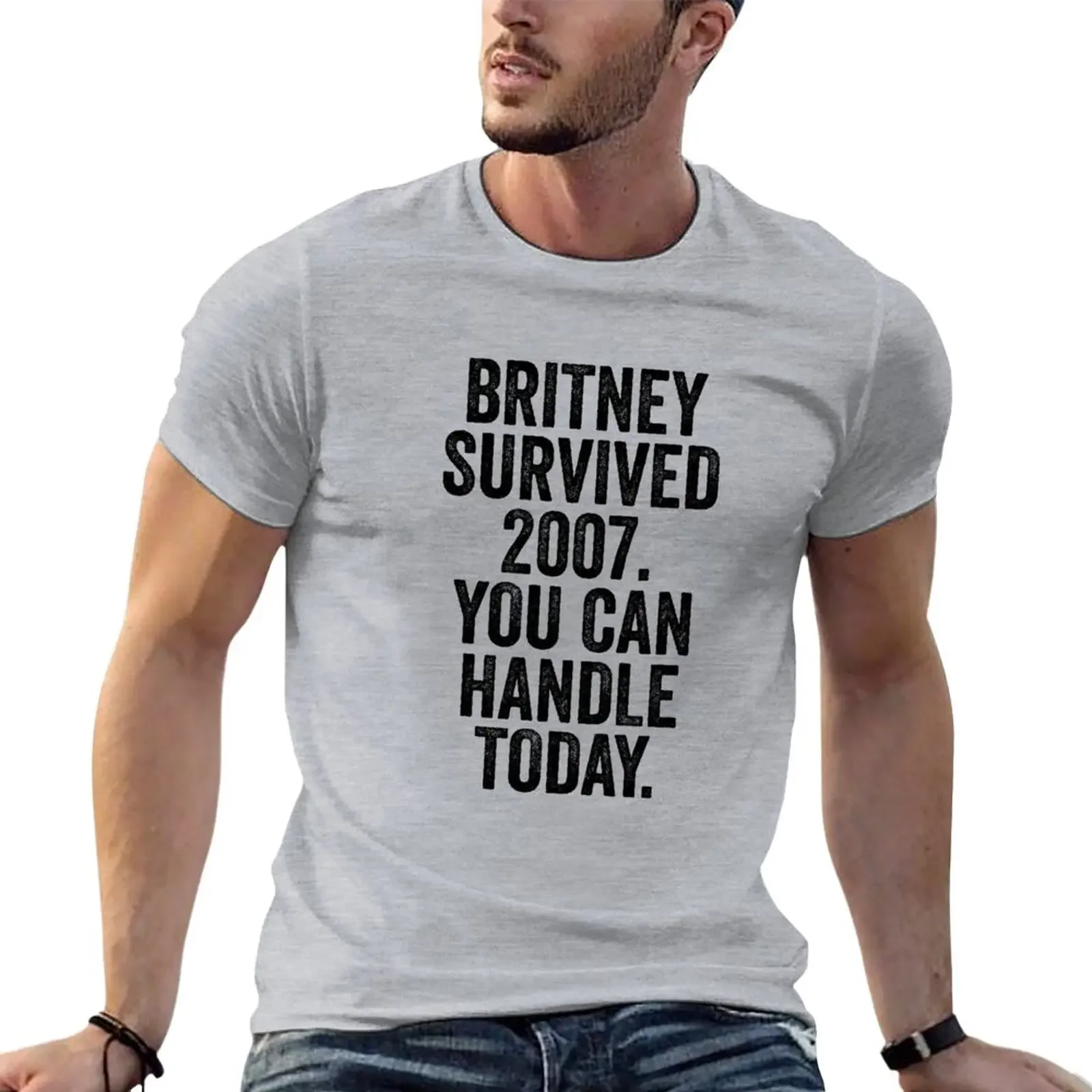 

Britney Survived 2007 Art Meme Dank Funny T-Shirt customs cute clothes mens tall t shirts