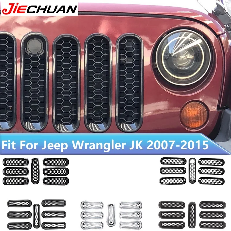

JIECHUAN Racing Grills trim Car Front Insert Honeycomb Grille Cover Decoration Accessories Fit For Jeep Wrangler JK 2007-2017
