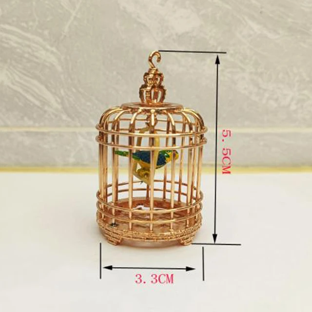 金属製の鳥かご,1:12のマイクロランドスケープドールハウスの装飾,家の装飾,鳥のケージ - AliExpress