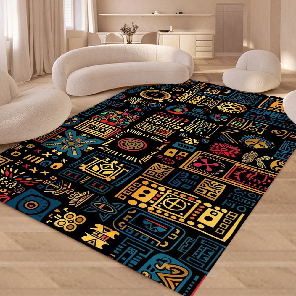Nordic Moroccan Patchwork Rug – Retro Ethnic Square Carpet for Bedroom or Living Room Indoor Decor