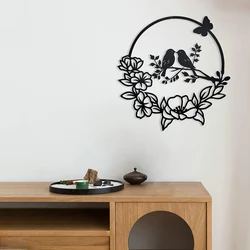 Bird On Tree Branch Metal Wall Art Black Home Decor For Living Room Bedroom Office Patio Home Wall Housewarming Party Decor