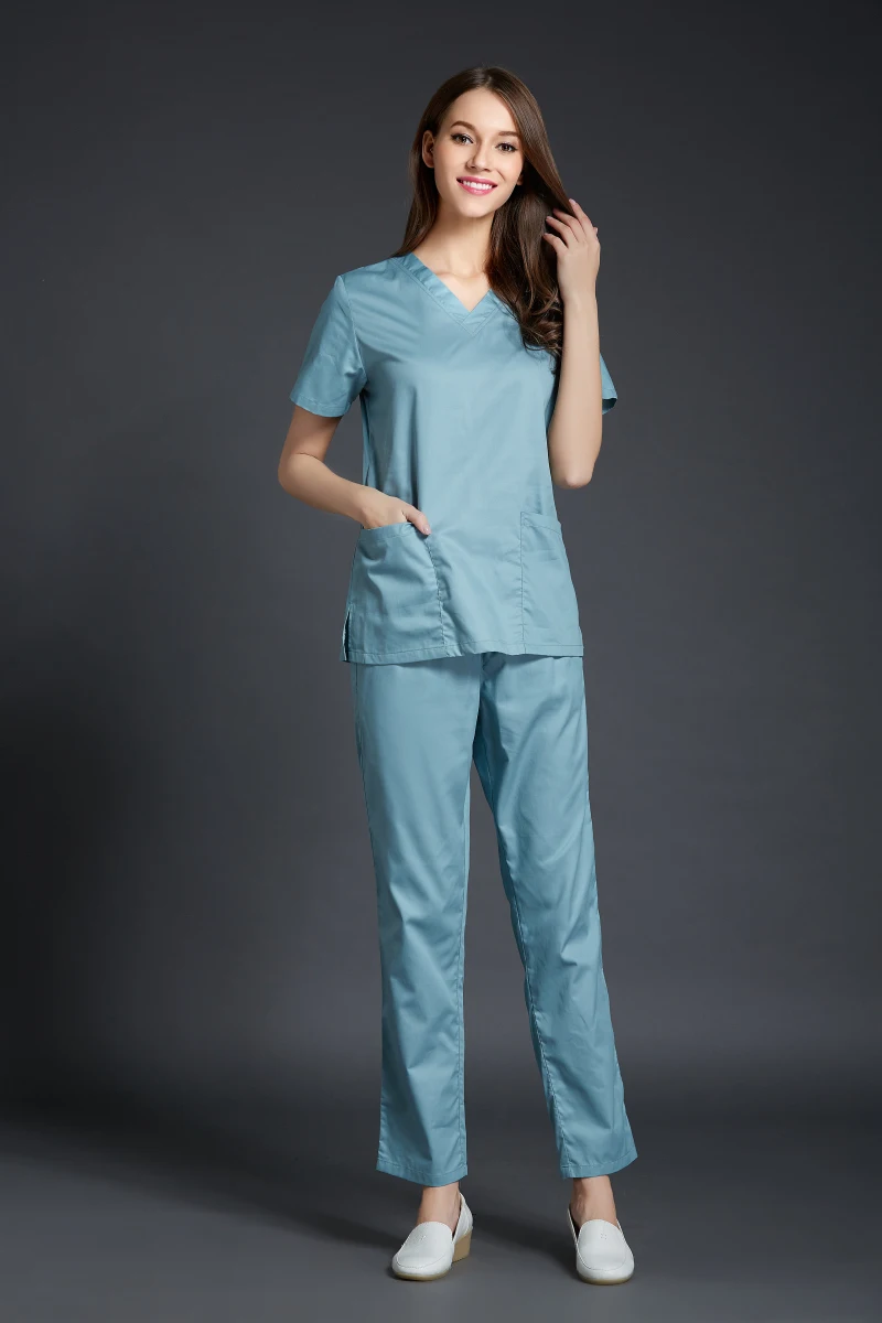 100% Cotton Thin Quality Summer Short Sleeve Dental Clinic Uniforms Scrub Clothes For Doctor Comfortable And Breathable