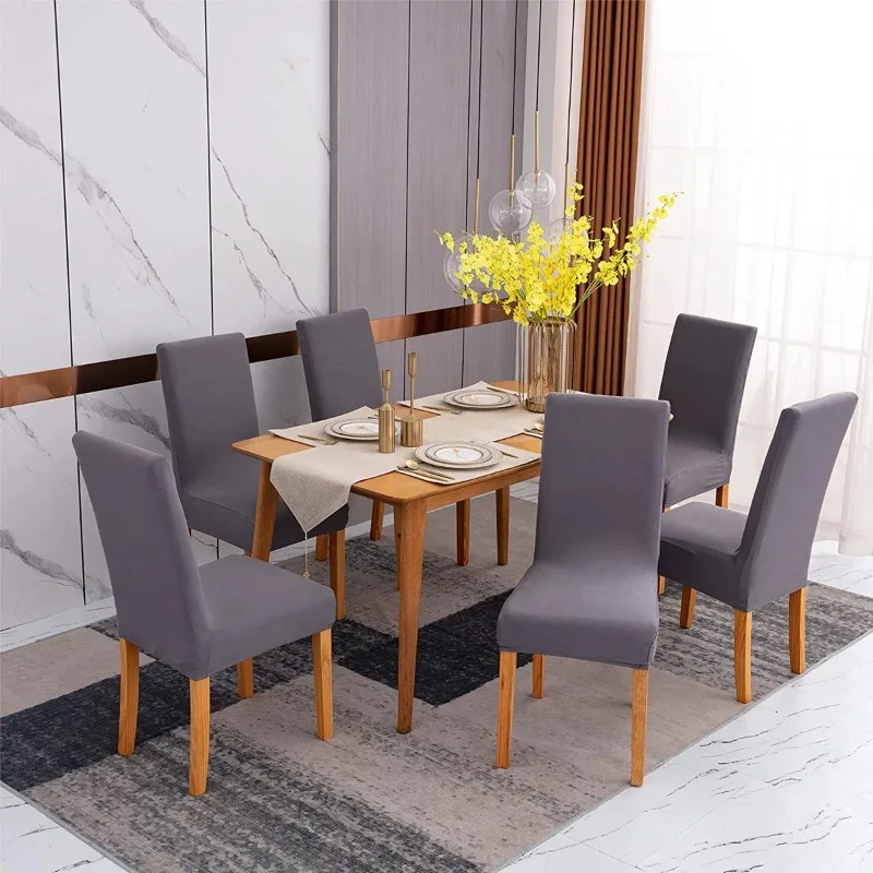 1/2/4/6pcs Elastic Milk-Silk Chair Cover Solid Color Universal Size Removable Chair Slipcovers for Dining Room Home Decor