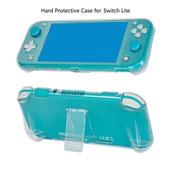 Hard Protective Case for Switch Lite Game Console Transparent Cover Anti-Scratch Crystal Shell Grip Case with Bracket