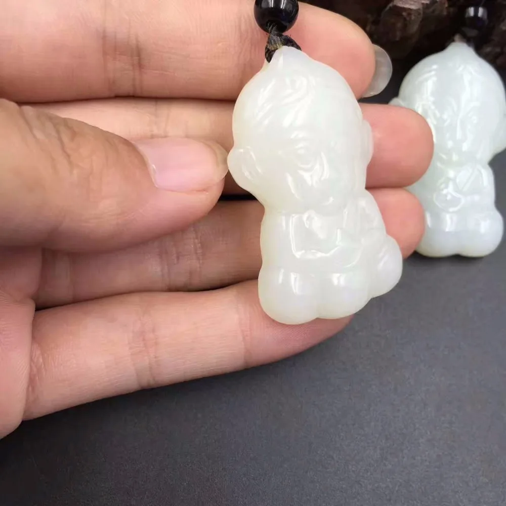 New Style Hetian White Baby Monkey  Pendant DIY Jewelry P0072