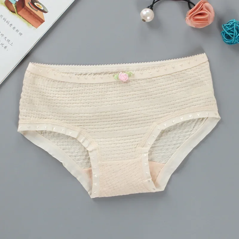 Lot de 5 slips d'été en coton pour fille, taille basse, sous-vêtements pour enfants, étudiants