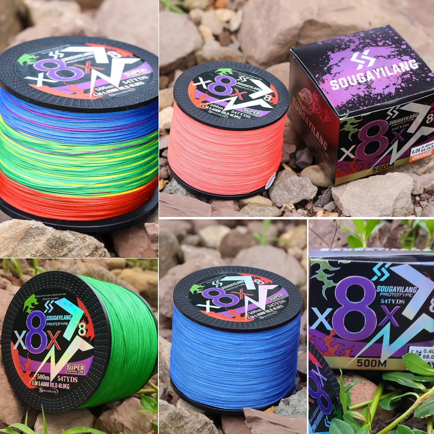 Sougayilang X8 Series Braided PE Line 4 Strands 300m, 500m Smooth Fishing Line, Crucian Bass Freshwater Fishing Carp Fishing