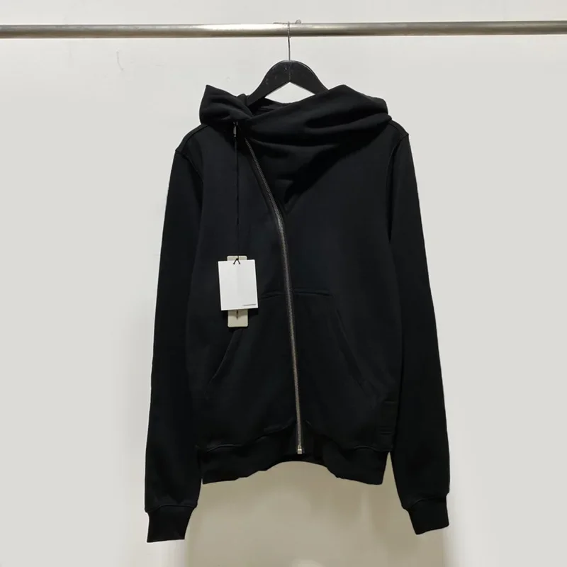 Estilo de rua jaqueta com capuz feminino zíper inclinado bolso duplo casual cor sólida espinha de peixe casaco moletom