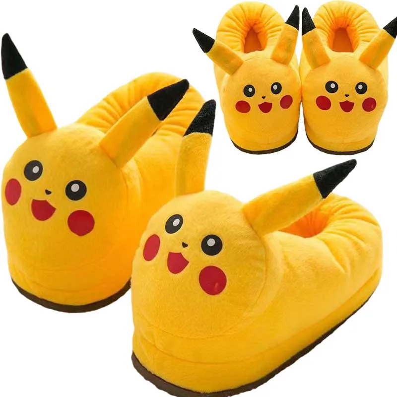 

Зимние тапочки Пикачу, хлопковые женские и мужские домашние нескользящие милые домашние тапочки с героями мультфильмов для пары, теплые домашние тапочки, повседневная обувь, подарки