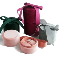 Bow Ribbon Jewelry Box Necklace Pendant Earring Holder Bow Knot Velvet Proposal Ring Box for Wedding Ceremony Gift Packaging