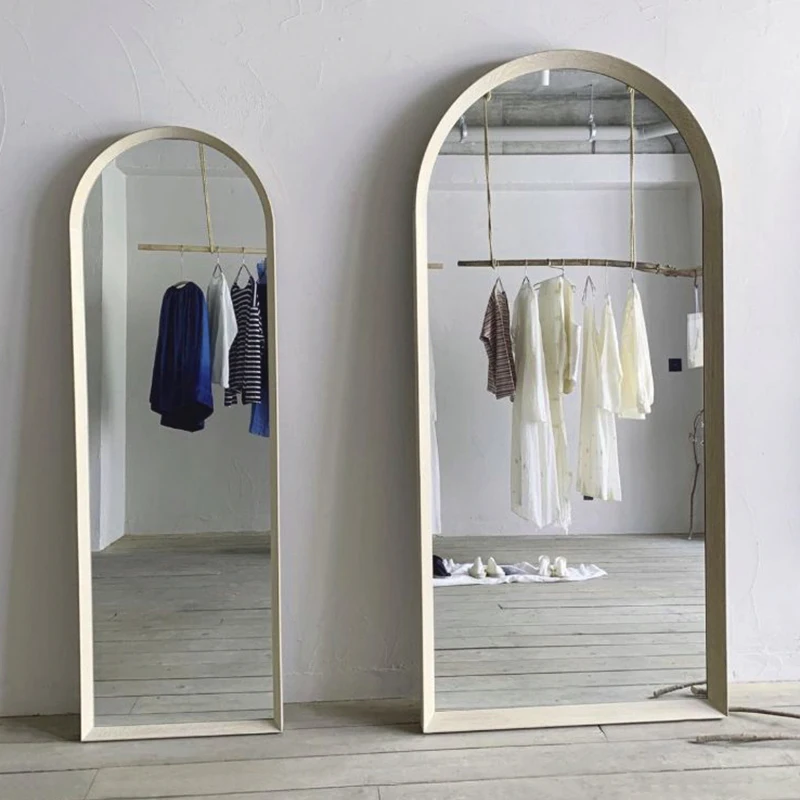 Customized cloakroom full body mirror, floor mirror, in silent design, arch shaped dressing mirror, light and luxurious